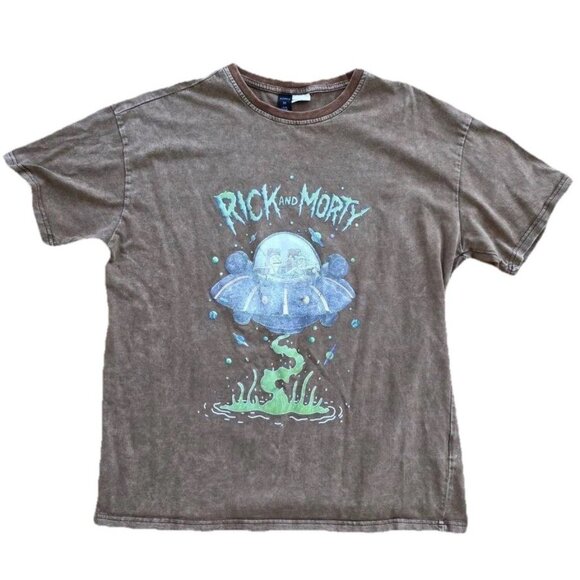 Rick And Morty Adult T-Shirt 100% Cotton Top Medium Brown A001253 - Picture 1 of 4